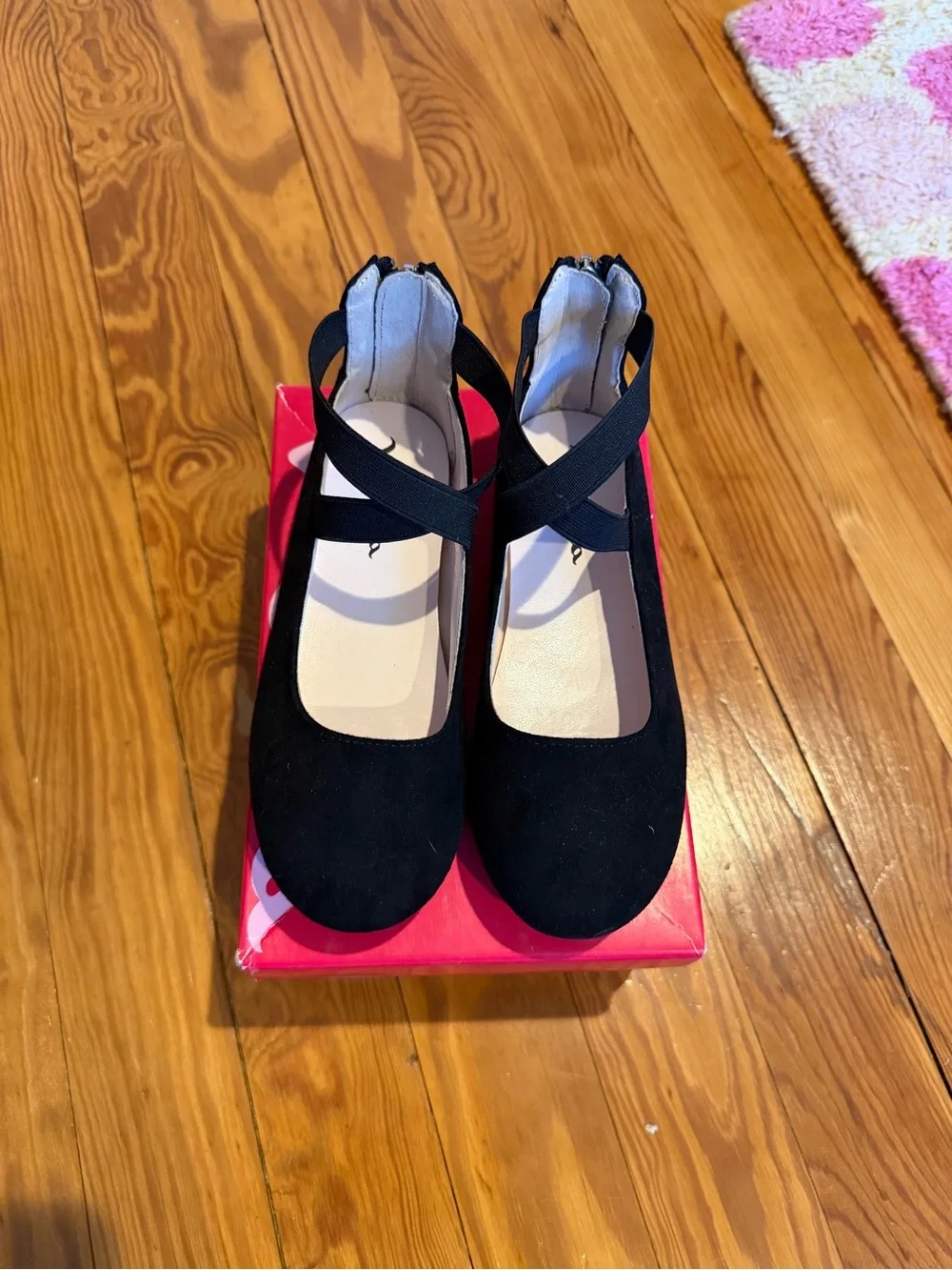 Nina Black Girls Mary Jane Flats with Cross Straps